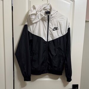 Nike White & Gray Windbreaker Jacket | Hooded | Full Zip | Good Condition | S